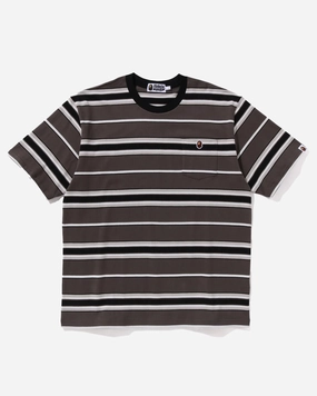 Ape Head One Point Pocket Relaxed Fit Stripe Tee Black