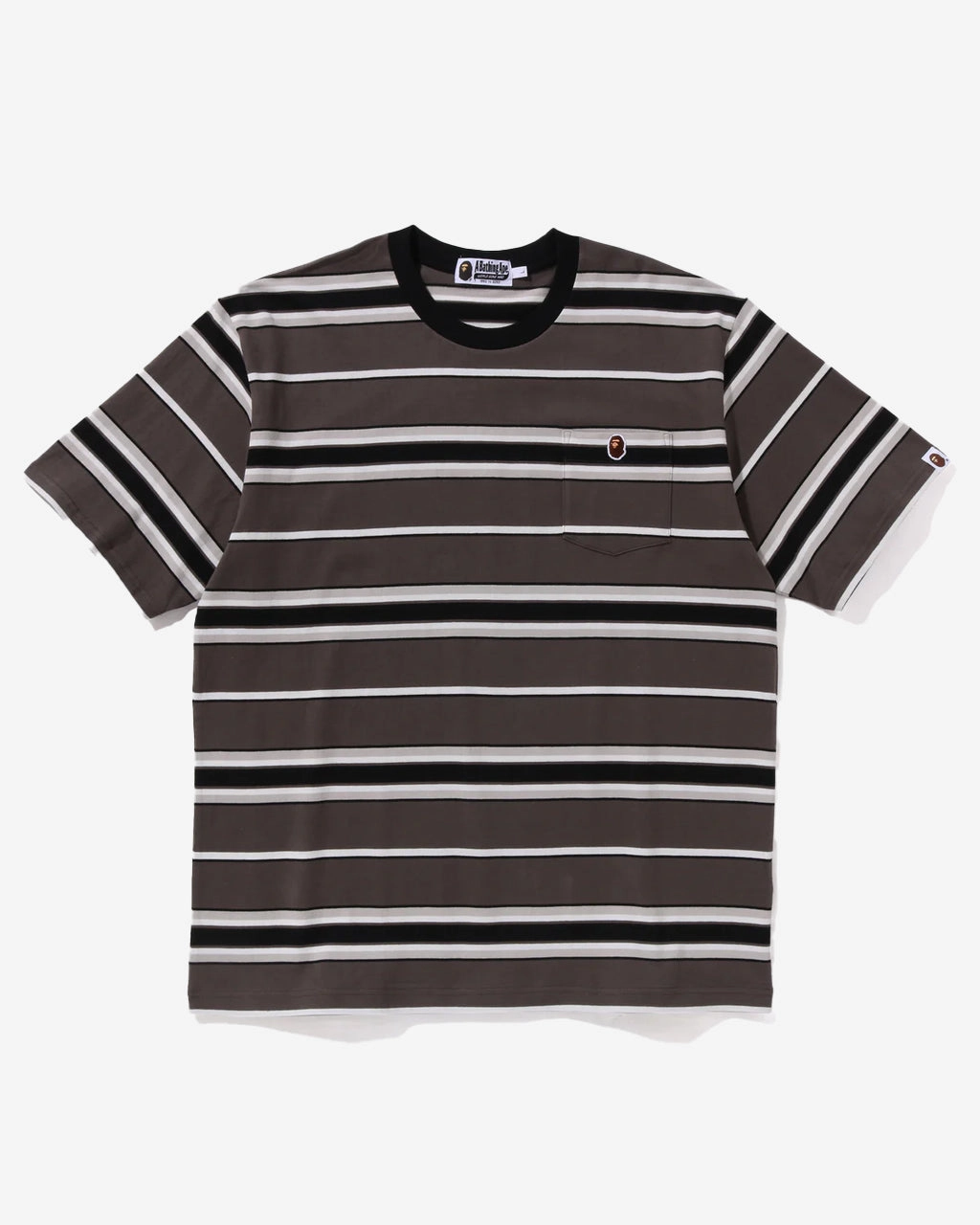 Ape Head One Point Pocket Relaxed Fit Stripe Tee Black