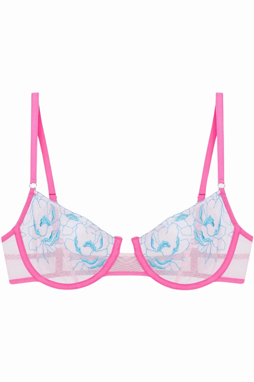 Audrey Floral Embroidery Underwire Bra in Light Pink