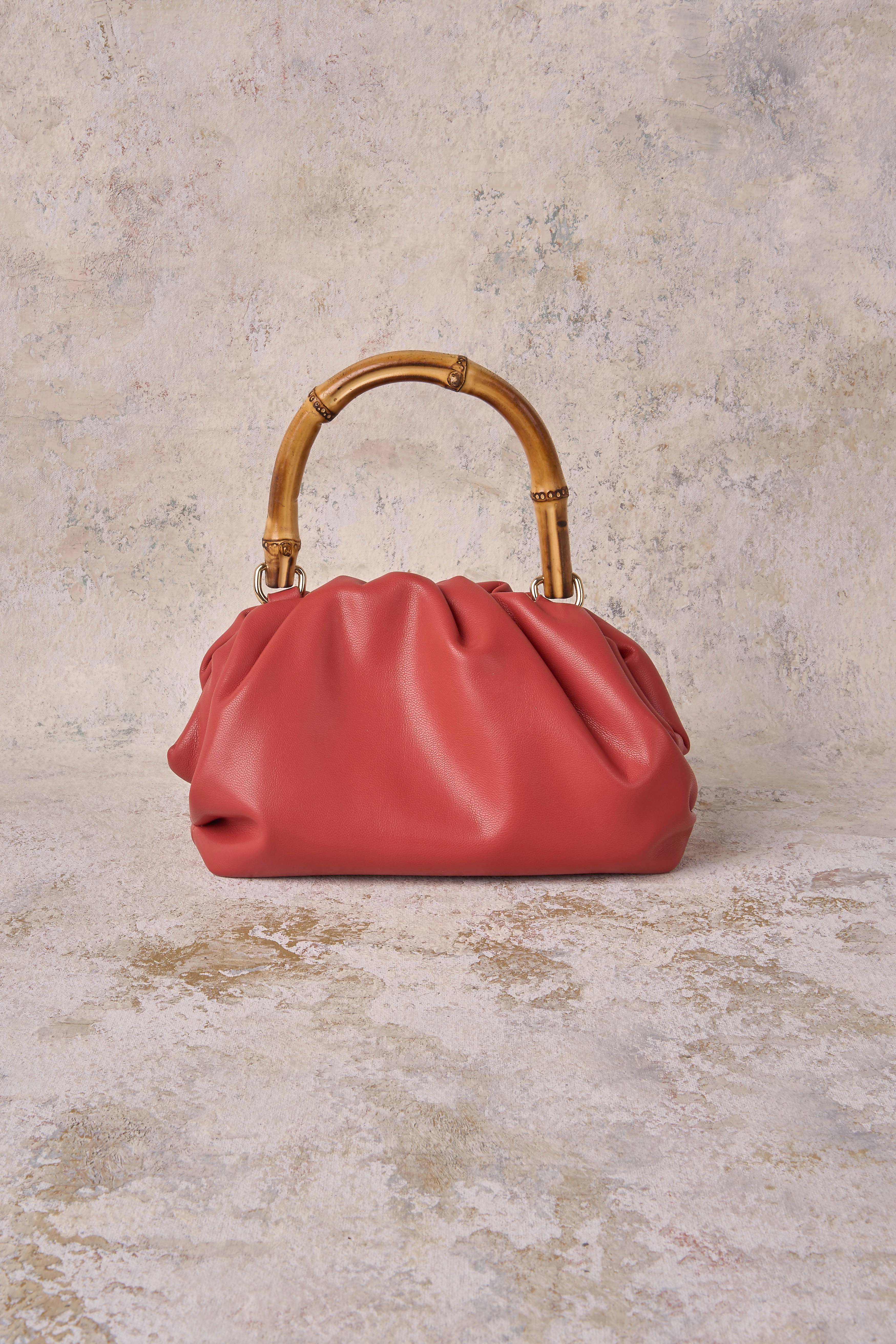 Bamboo Top Handle Bag - Terracotta