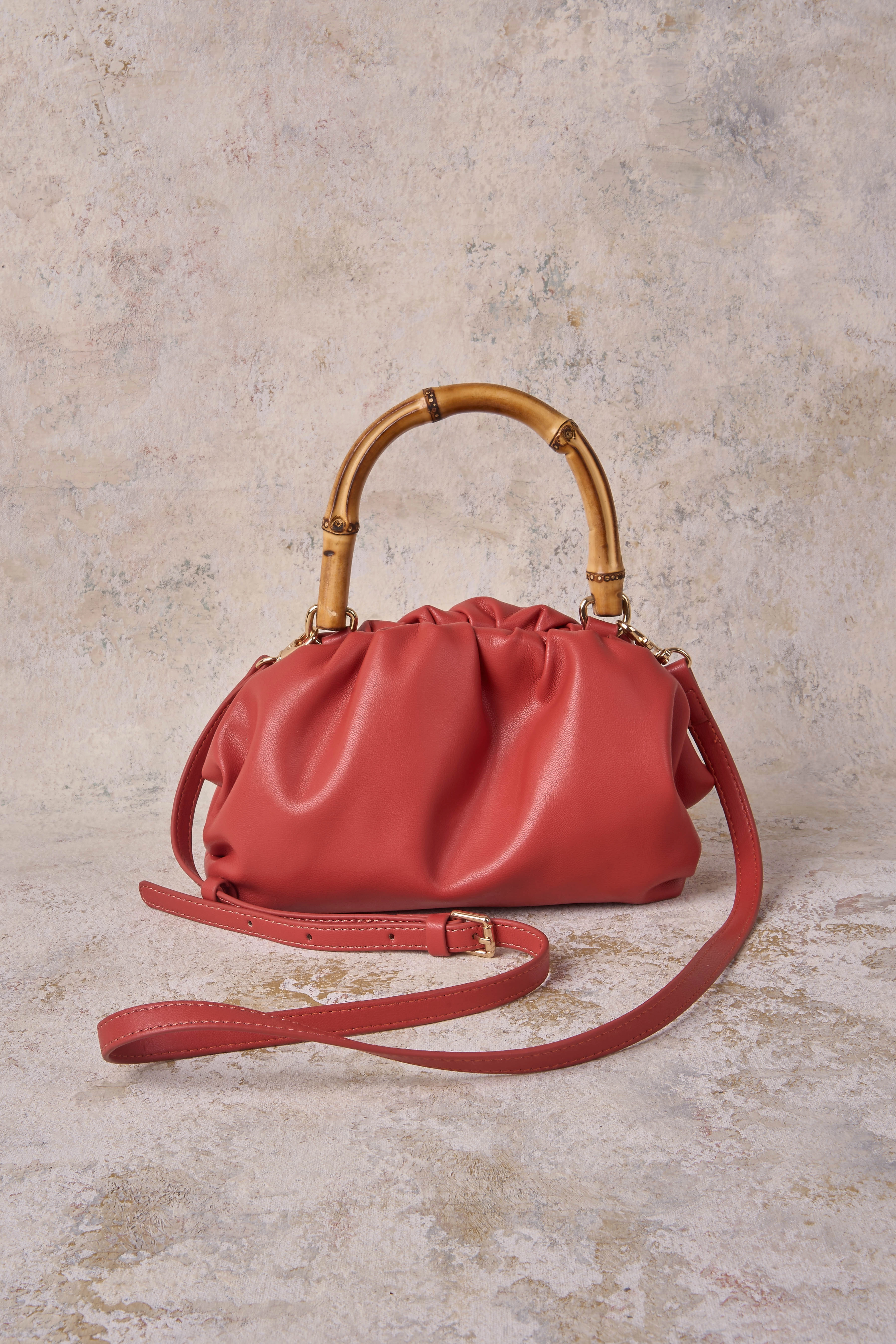 Bamboo Top Handle Bag - Terracotta