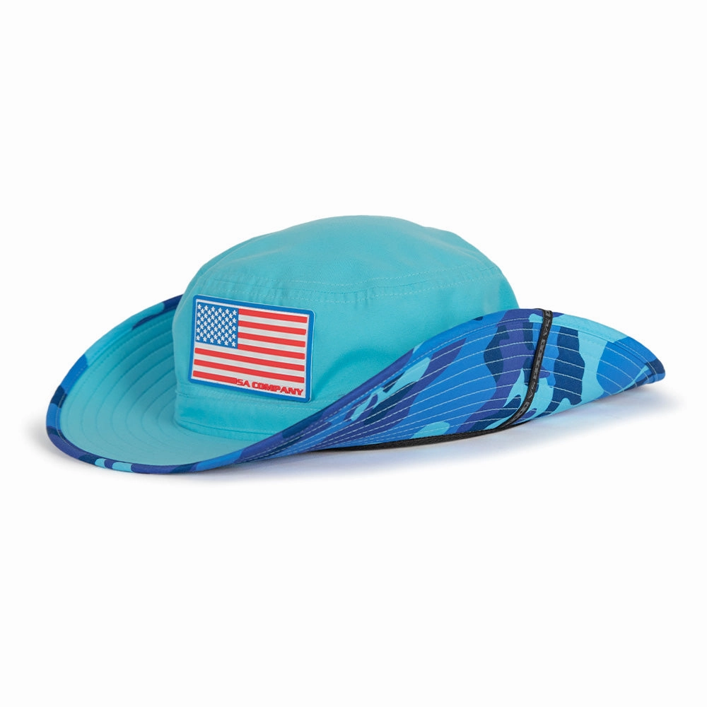 Bucket Hat | Aqua Blue Military Camo