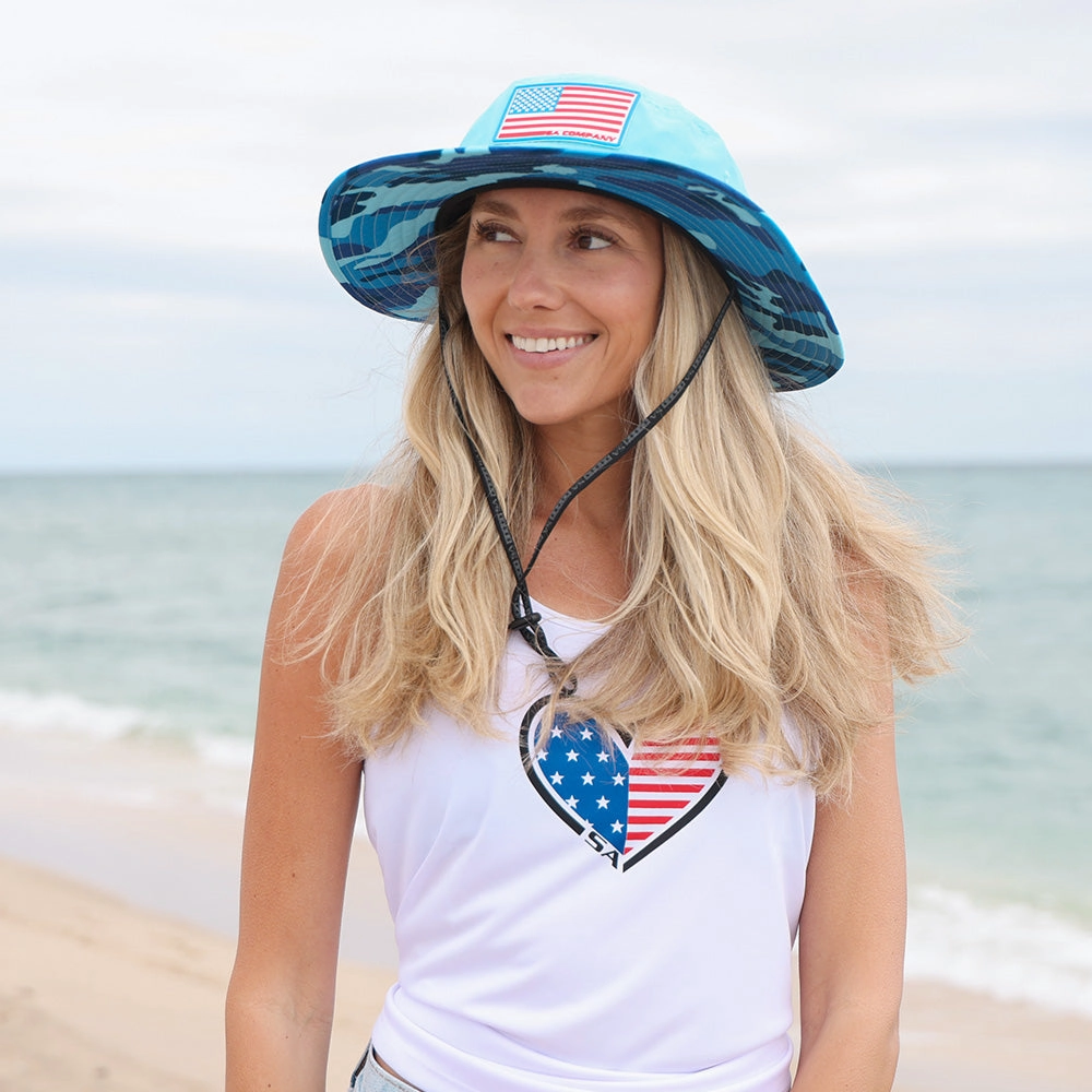 Bucket Hat | Aqua Blue Military Camo