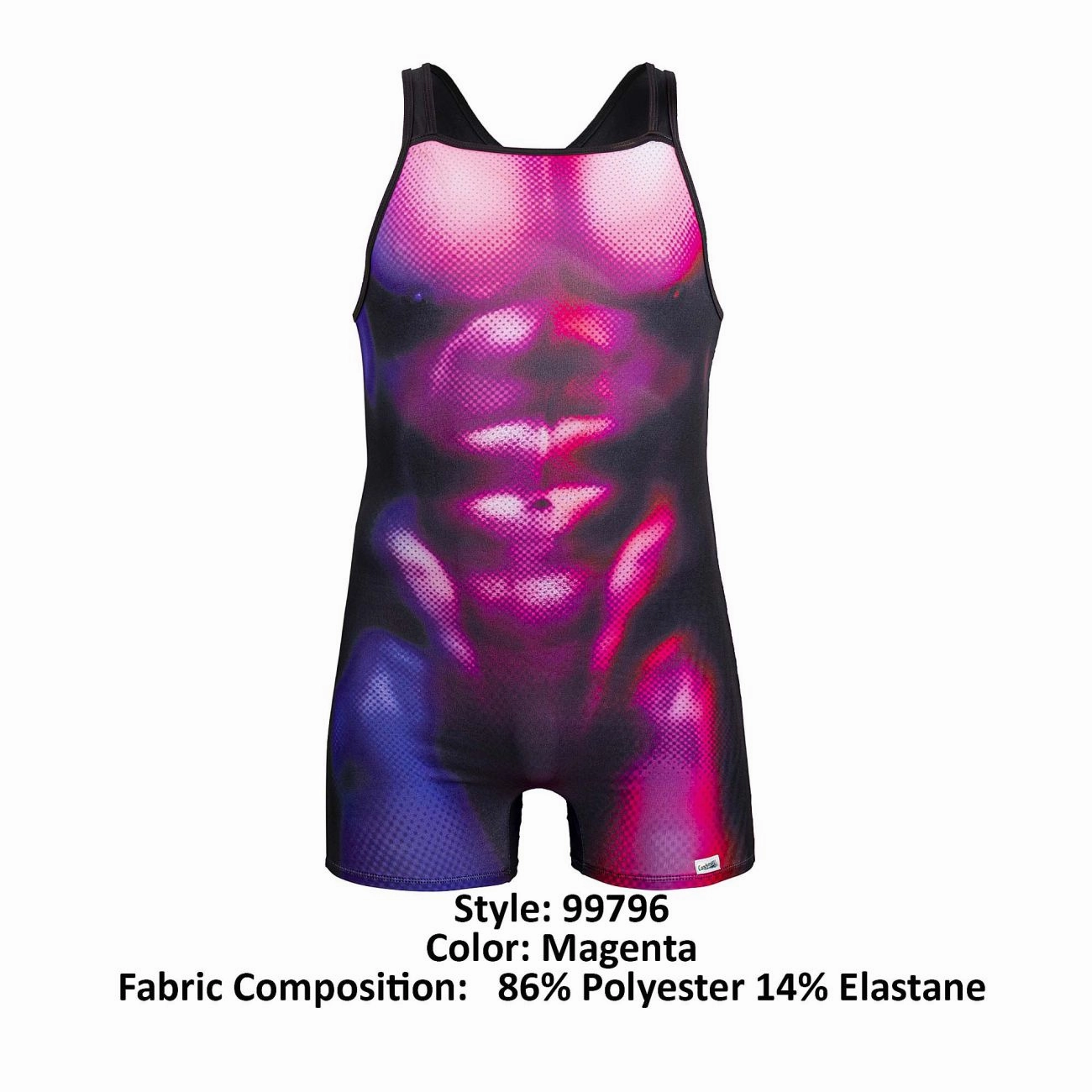 CandyMan 99796 Muscle Onesie Bodysuit Color Magenta