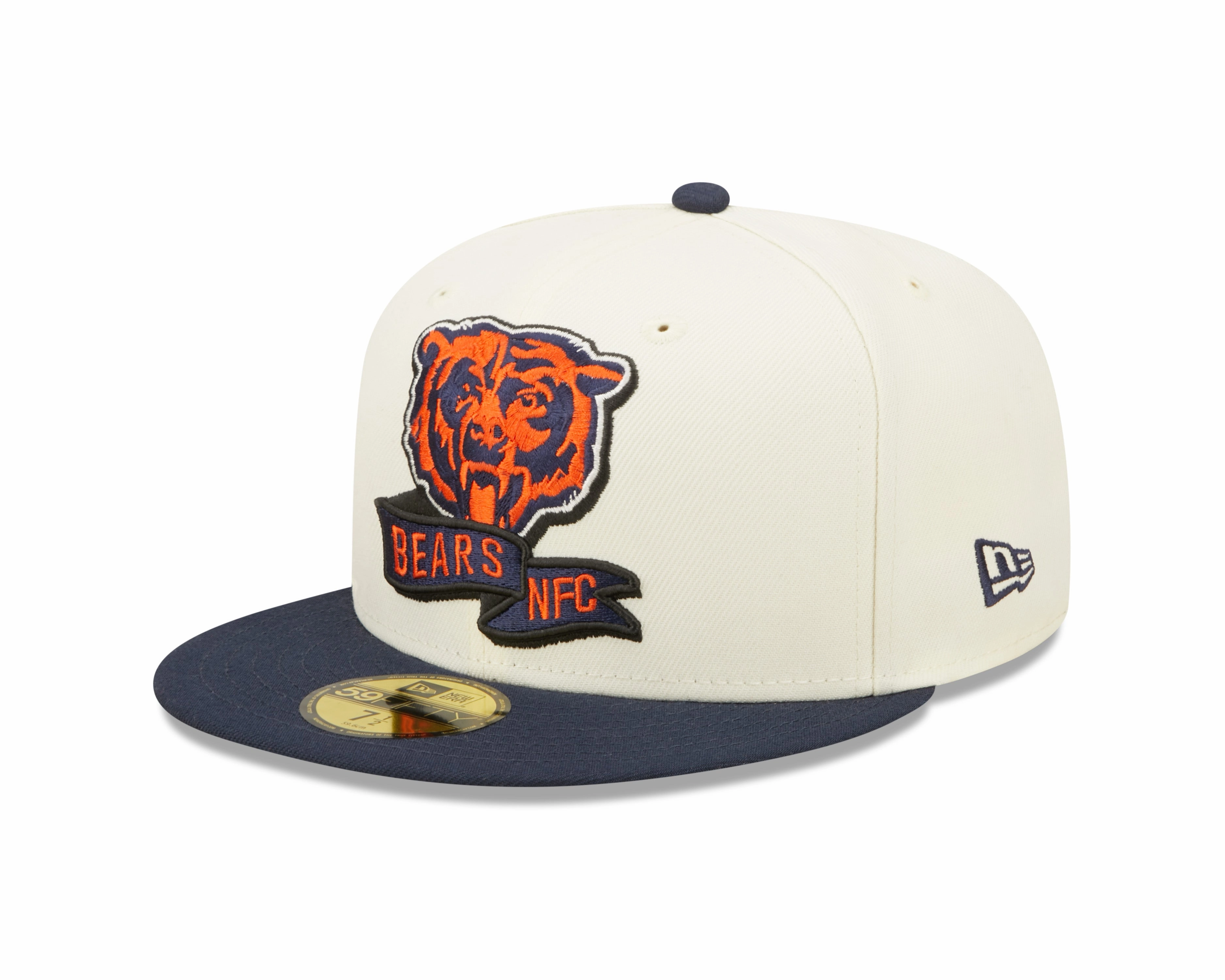 Chicago Bears Mascot Logo 2 Tone Cream/Navy 2022 Sideline New Era 59FIFTY Fitted Hat