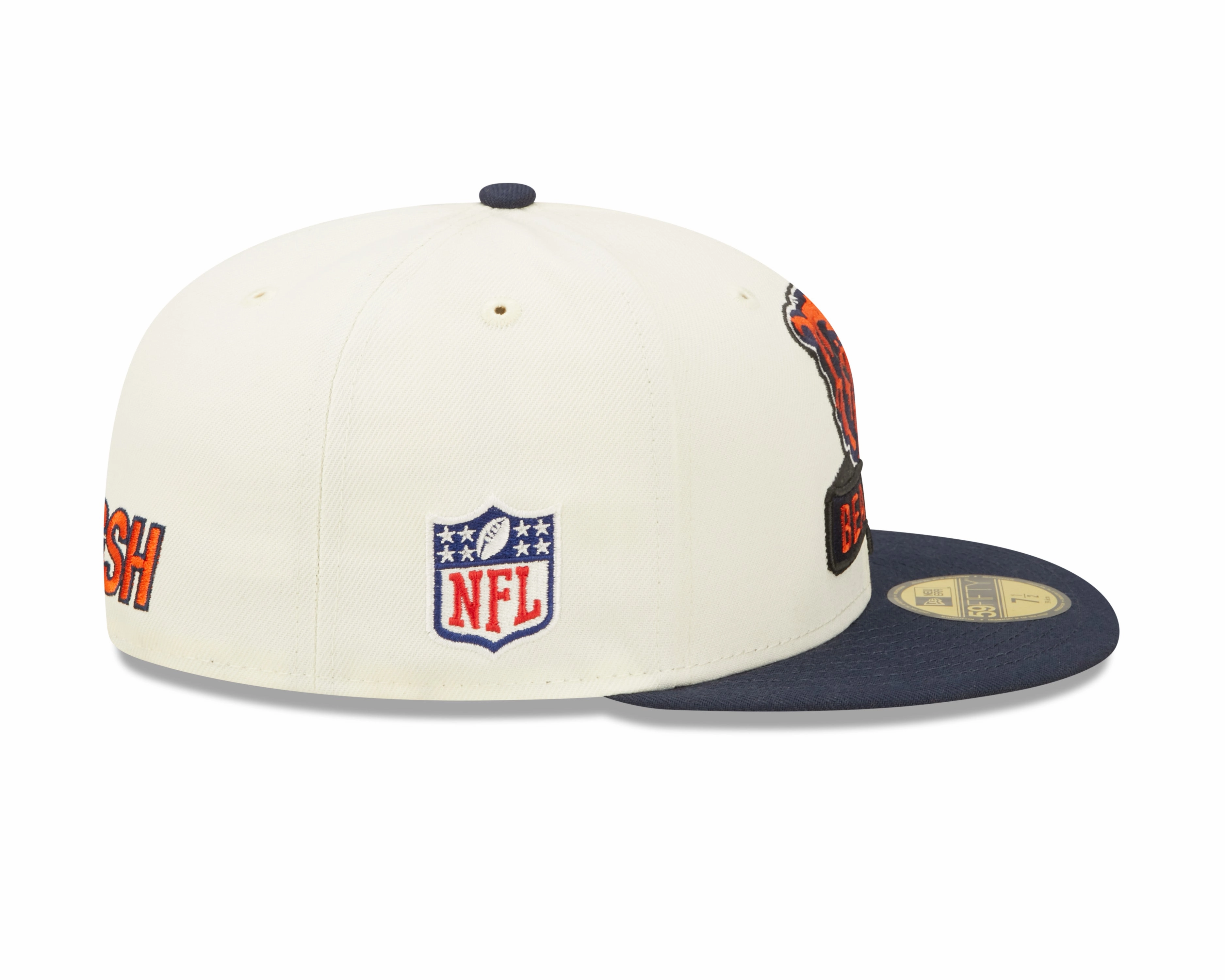 Chicago Bears Mascot Logo 2 Tone Cream/Navy 2022 Sideline New Era 59FIFTY Fitted Hat