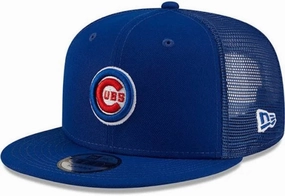 Chicago Cubs Bullseye Logo New Era Blue 9FIFTY Mesh Trucker Snapback Hat