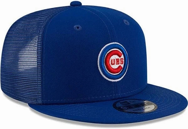 Chicago Cubs Bullseye Logo New Era Blue 9FIFTY Mesh Trucker Snapback Hat