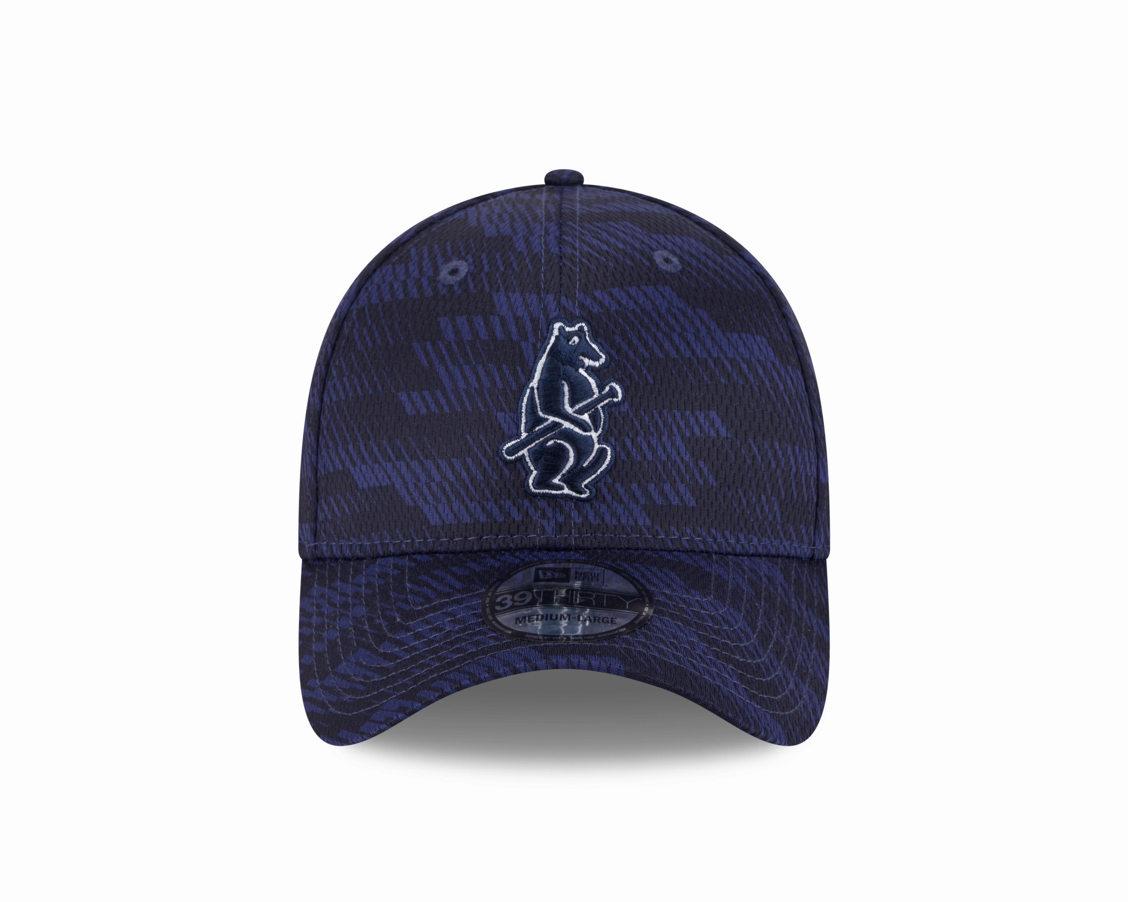 Chicago Cubs Navy 2025 Clubhouse 1914 Bear Alternate New Era 39THIRTY Flex Hat