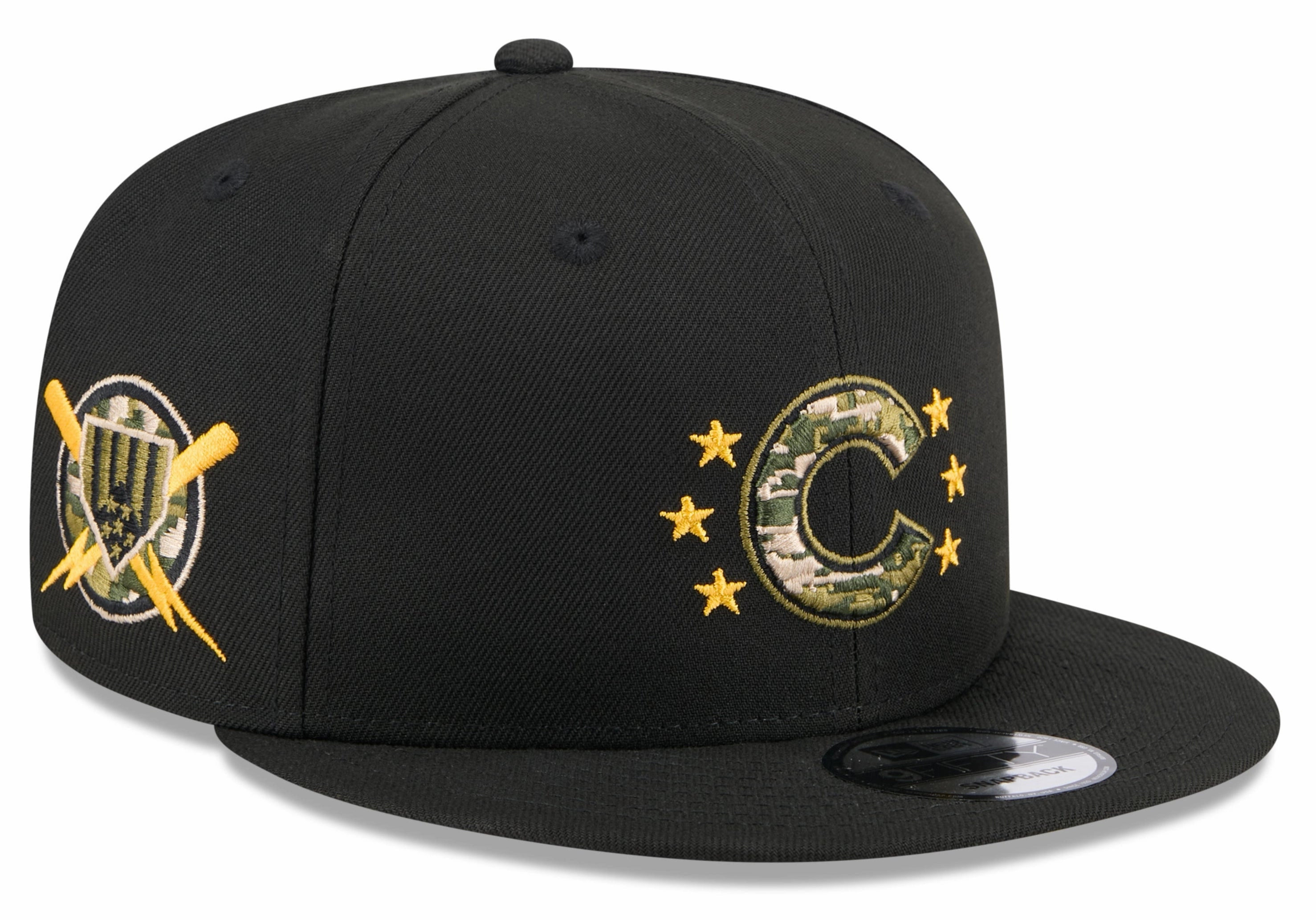 Chicago Cubs New Era 2024 MLB Armed Forces Day Black 9FIFTY Snapback Adjustable Hat