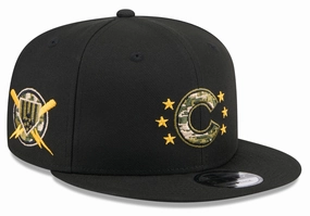 Chicago Cubs New Era 2024 MLB Armed Forces Day Black 9FIFTY Snapback Adjustable Hat