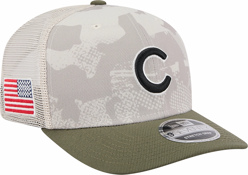 Chicago Cubs New Era Camo 2025 Armed Forces Day 9SEVENTY Trucker Hat