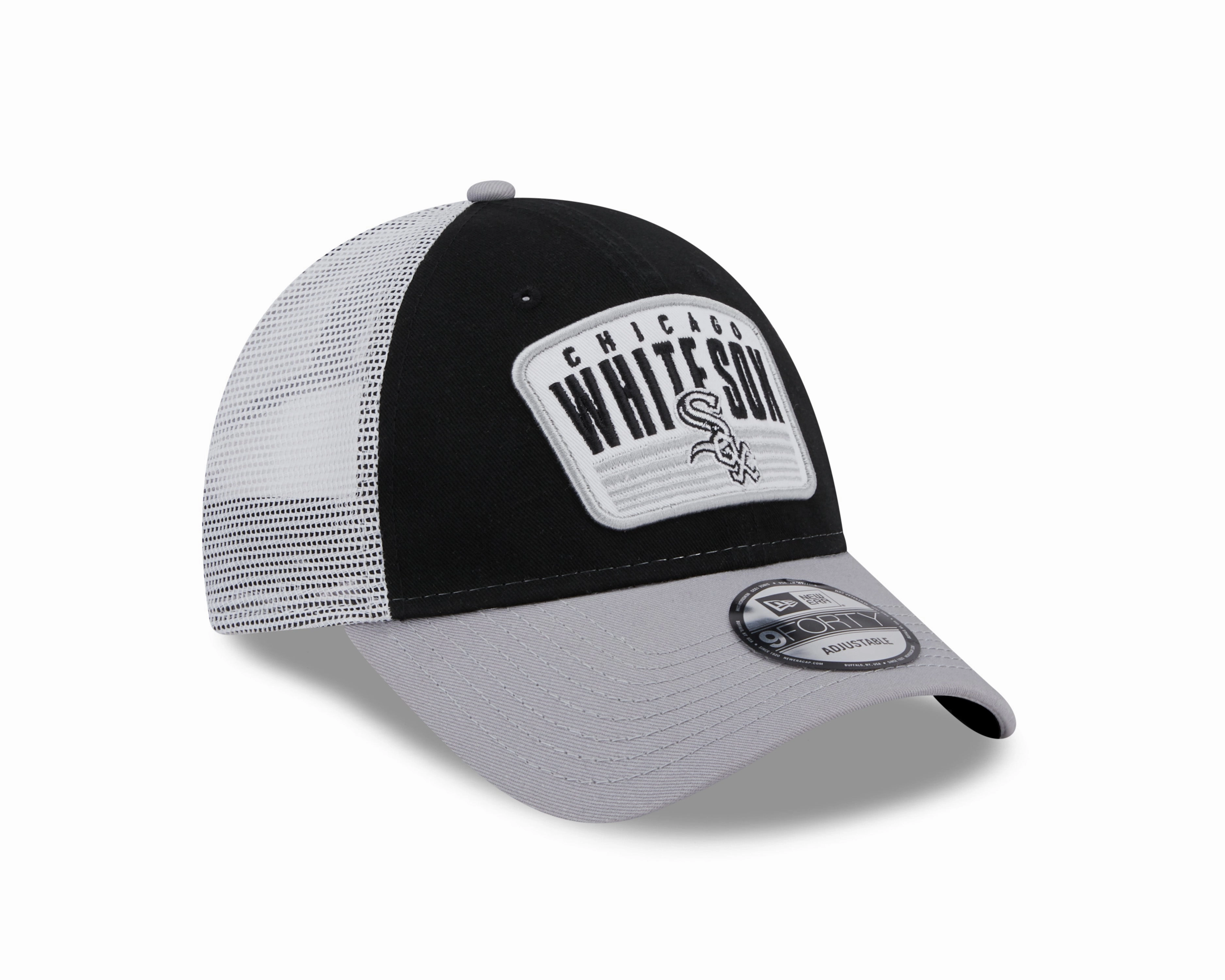 Chicago White Sox New Era 2 Tone Black/Gray Patch Trucker 9FORTY Adjustable Hat