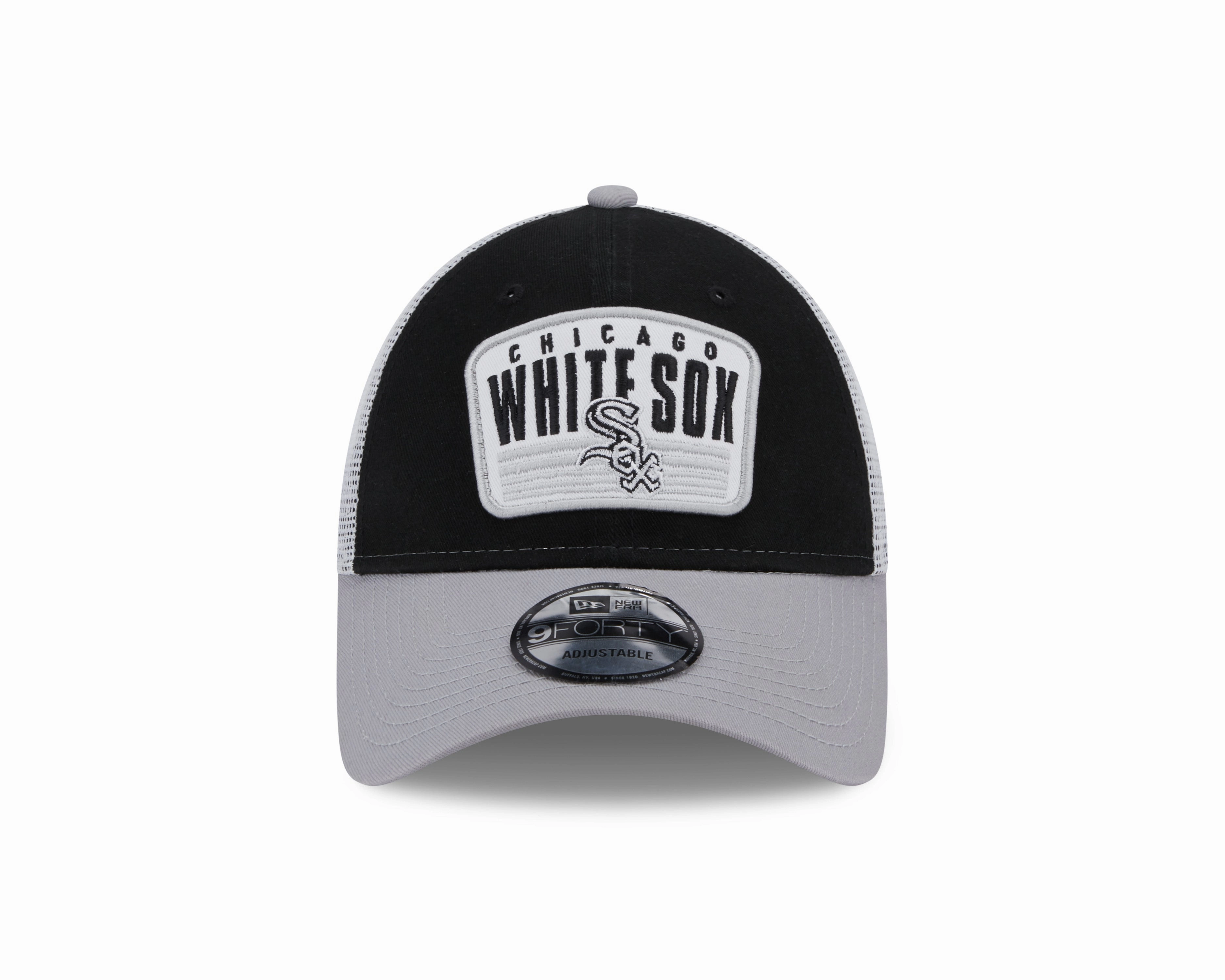 Chicago White Sox New Era 2 Tone Black/Gray Patch Trucker 9FORTY Adjustable Hat