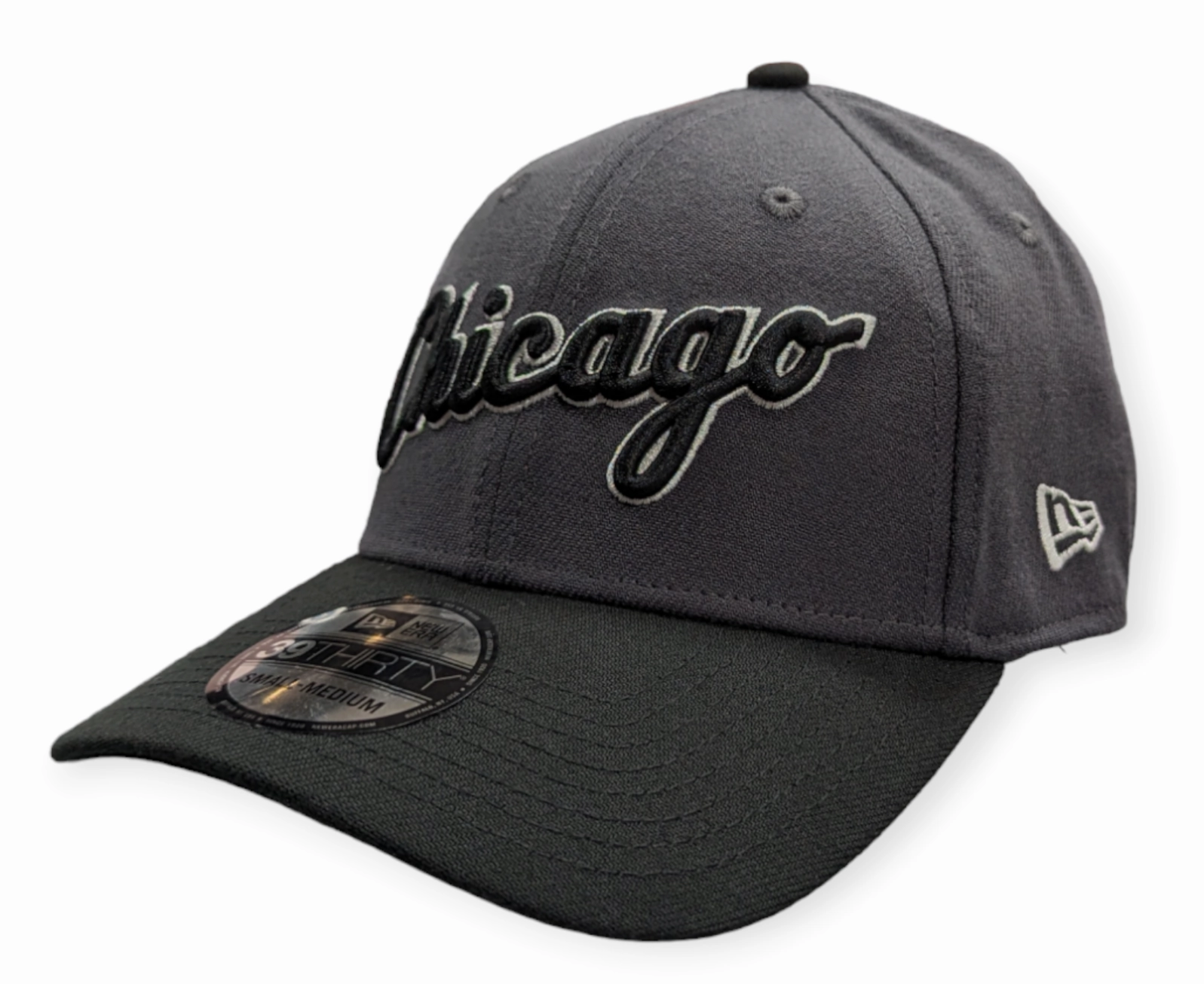 Chicago White Sox New Era Graphite/Black Script 39THIRTY Flex Hat