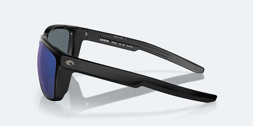 Costa Ferg Matte Black Frame Blue Mirror Lens 580P Polarized Sunglasses
