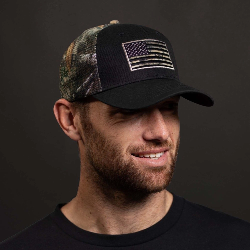 Embroidered American Flag Realtree Edge® Camo Mesh Hat