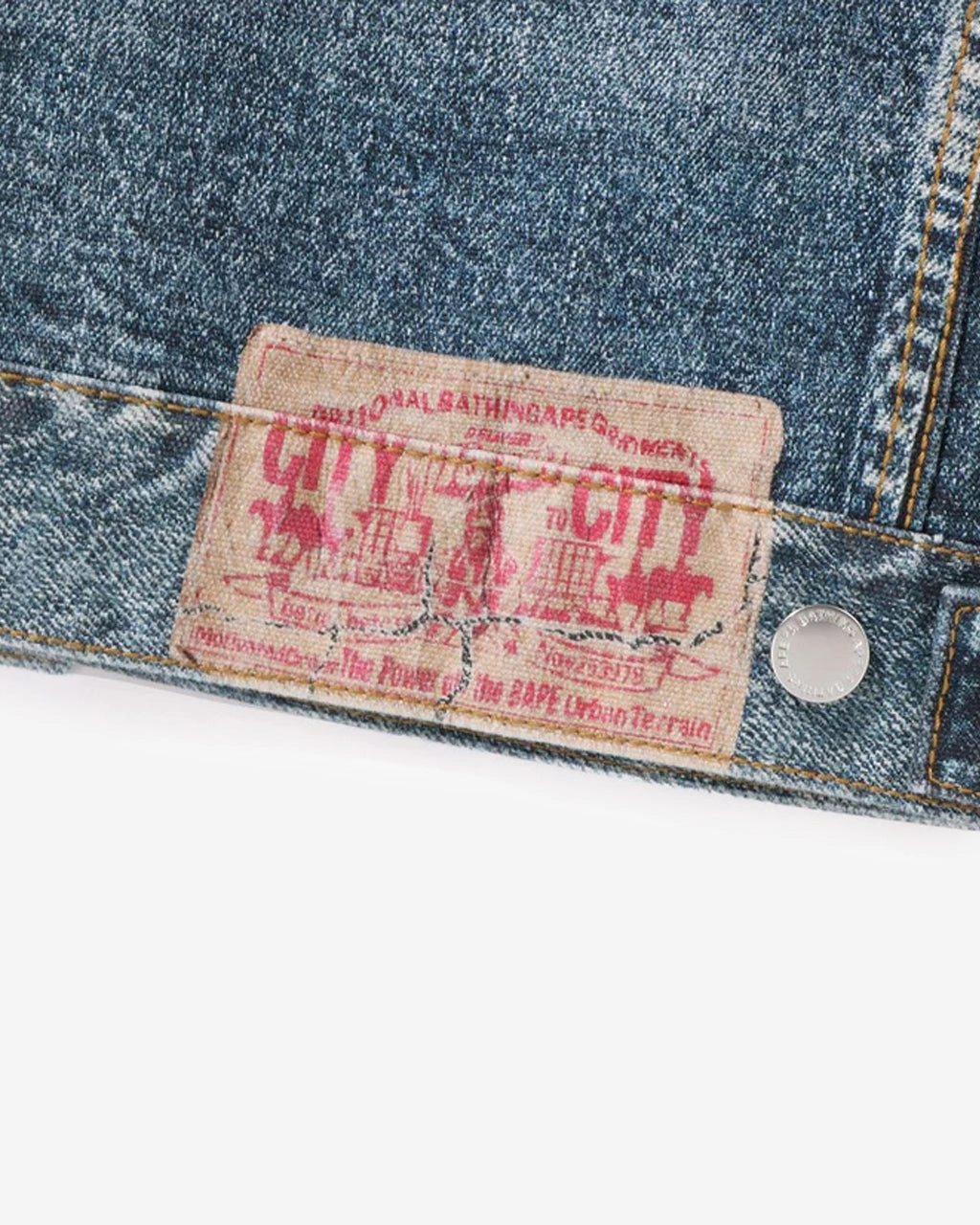 Fake Print Denim Jacket Light Indigo