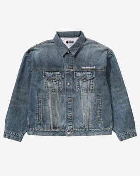 Fake Print Denim Jacket Light Indigo
