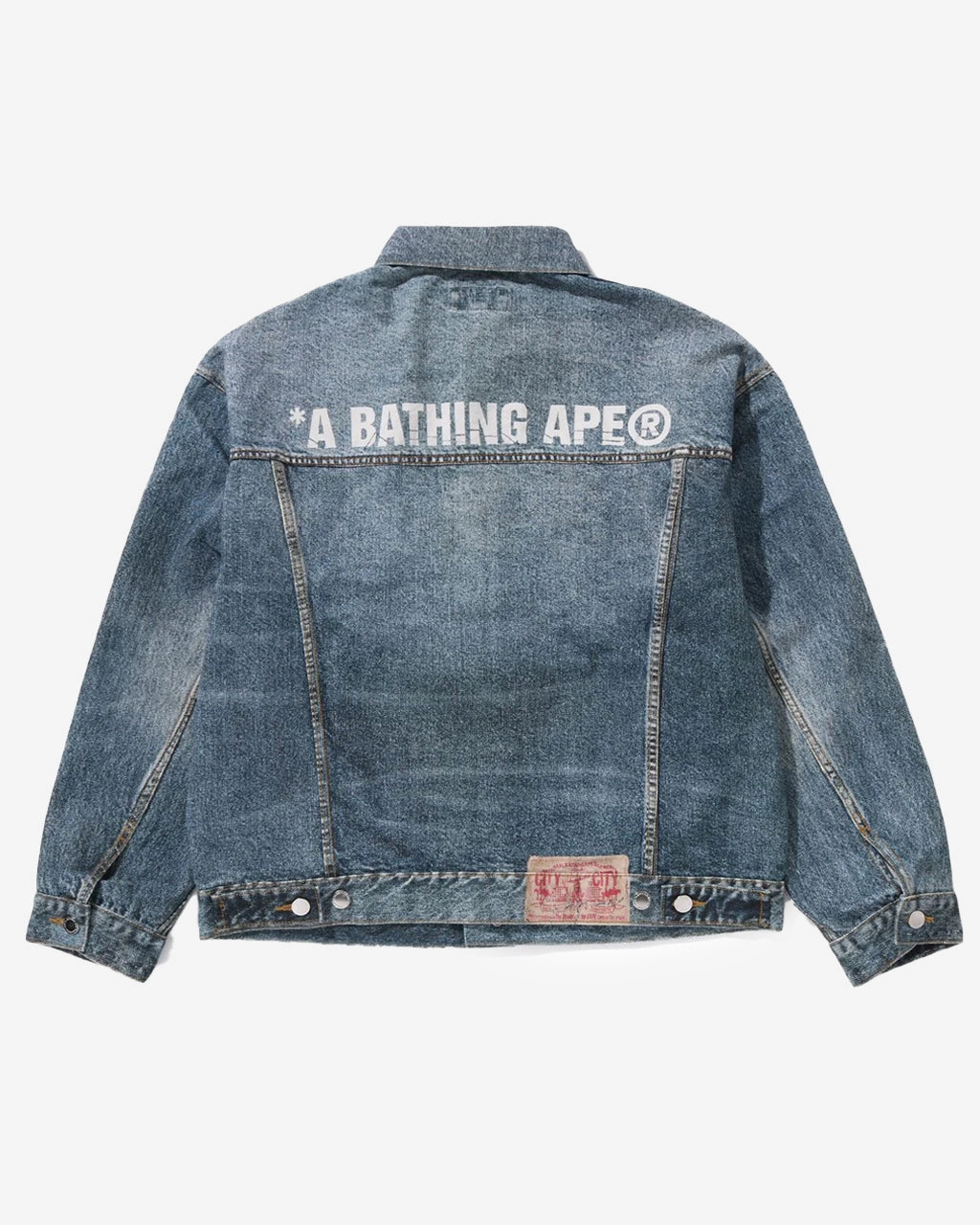 Fake Print Denim Jacket Light Indigo