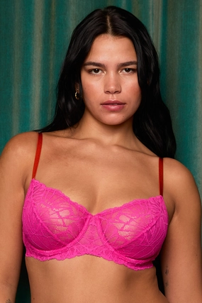 Flora Graphic Lace Underwire Bra Pink