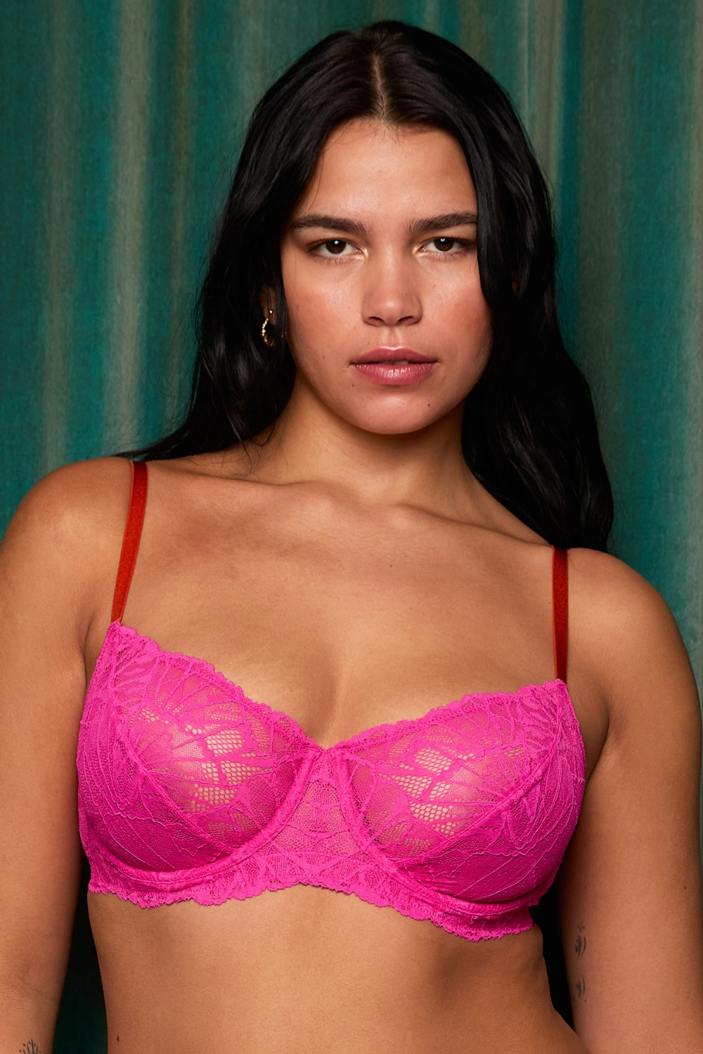 Flora Graphic Lace Underwire Bra Pink