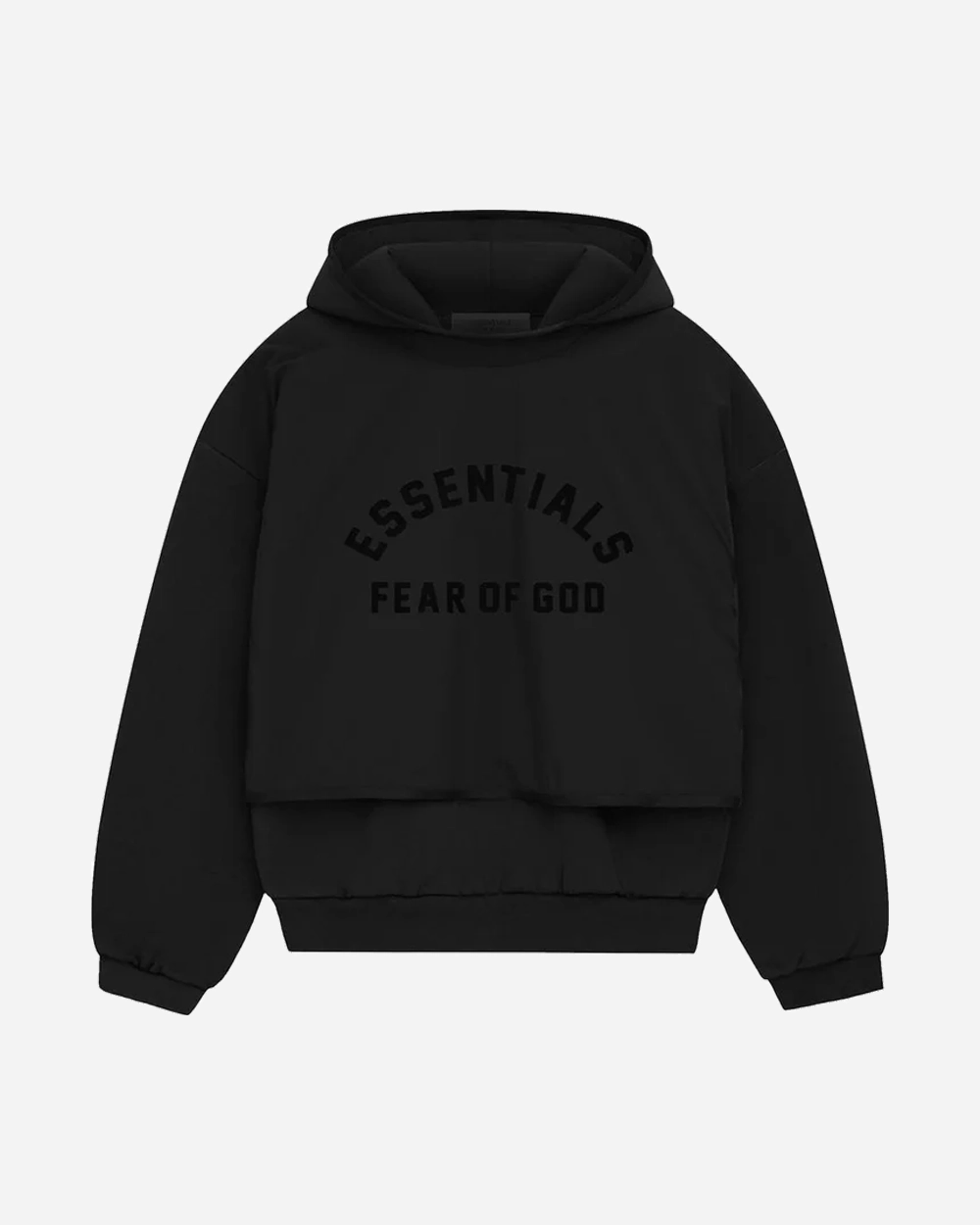FOG ESSENTIALS FW24 LAYERED NYLON FLEECE HOODIE JET BLACK / JET BLACK