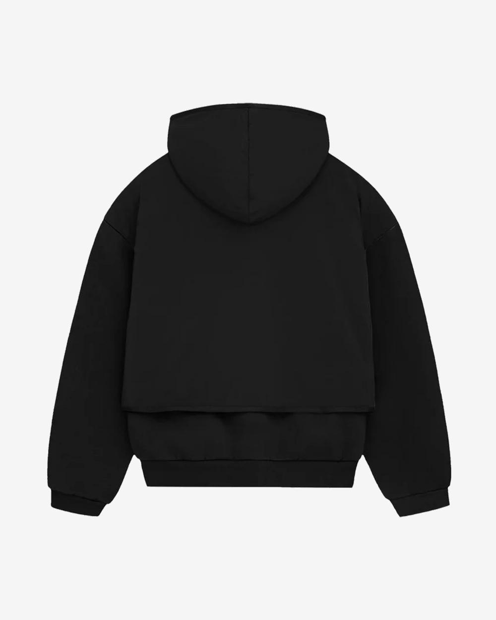 FOG ESSENTIALS FW24 LAYERED NYLON FLEECE HOODIE JET BLACK / JET BLACK