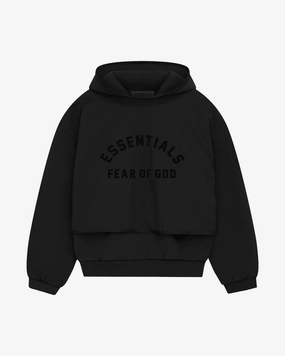 FOG ESSENTIALS FW24 LAYERED NYLON FLEECE HOODIE JET BLACK / JET BLACK