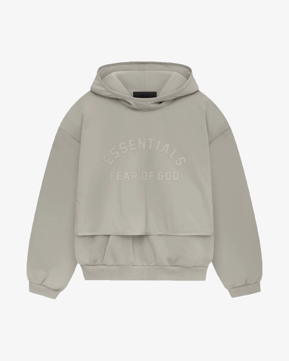 FOG ESSENTIALS FW24 NYLON FLEECE LAYERED HOODIE SEAL / SEAL