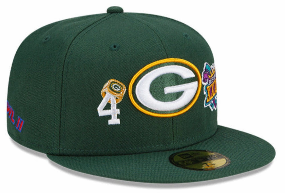 Green Bay Packers New Era Green 4 Time Champions 59FIFTY Fitted Hat