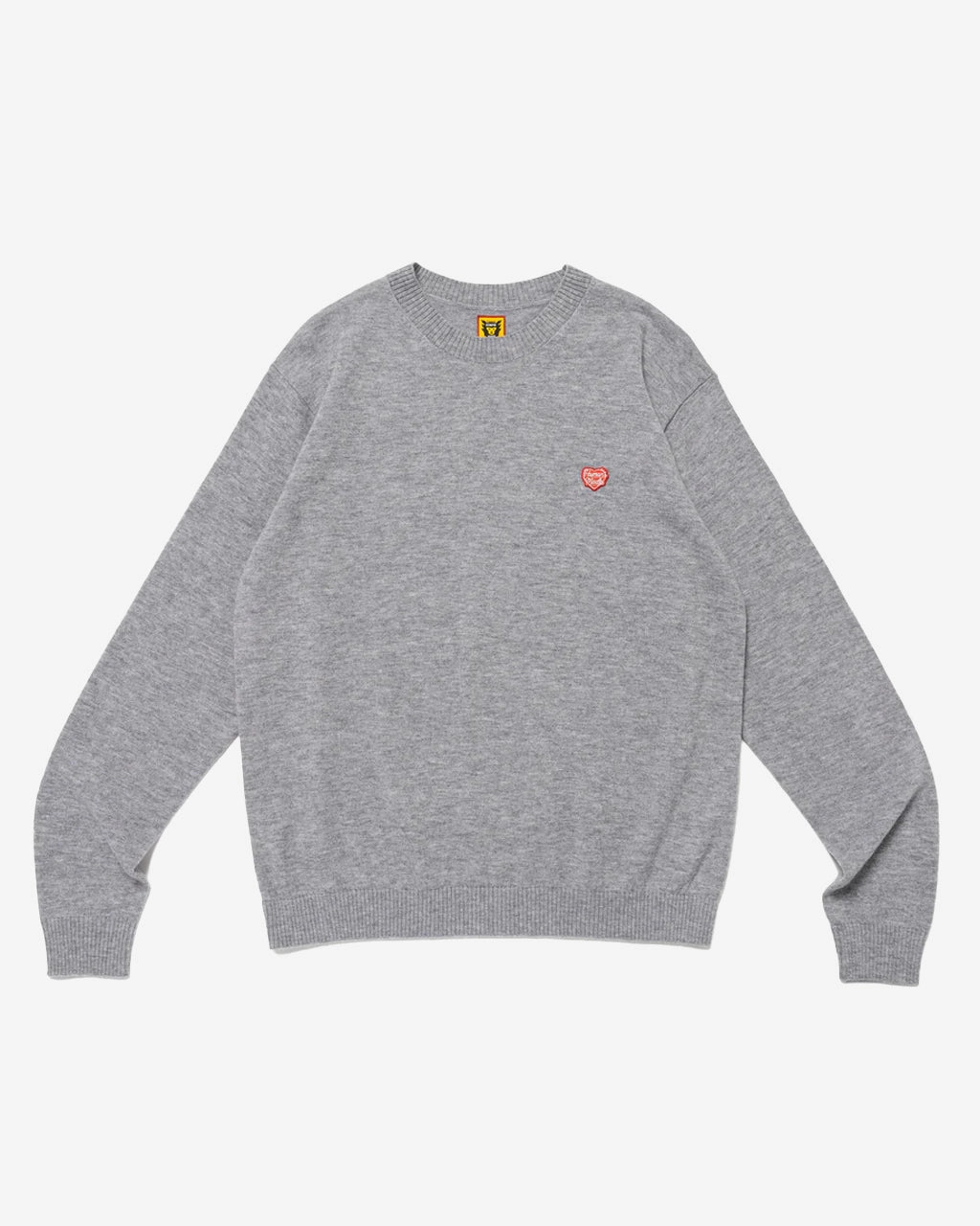 Heart Badge Knit Sweater Gray