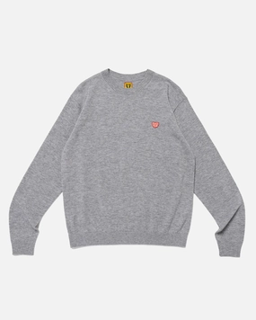 Heart Badge Knit Sweater Gray