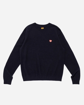 Heart Badge Knit Sweater Navy