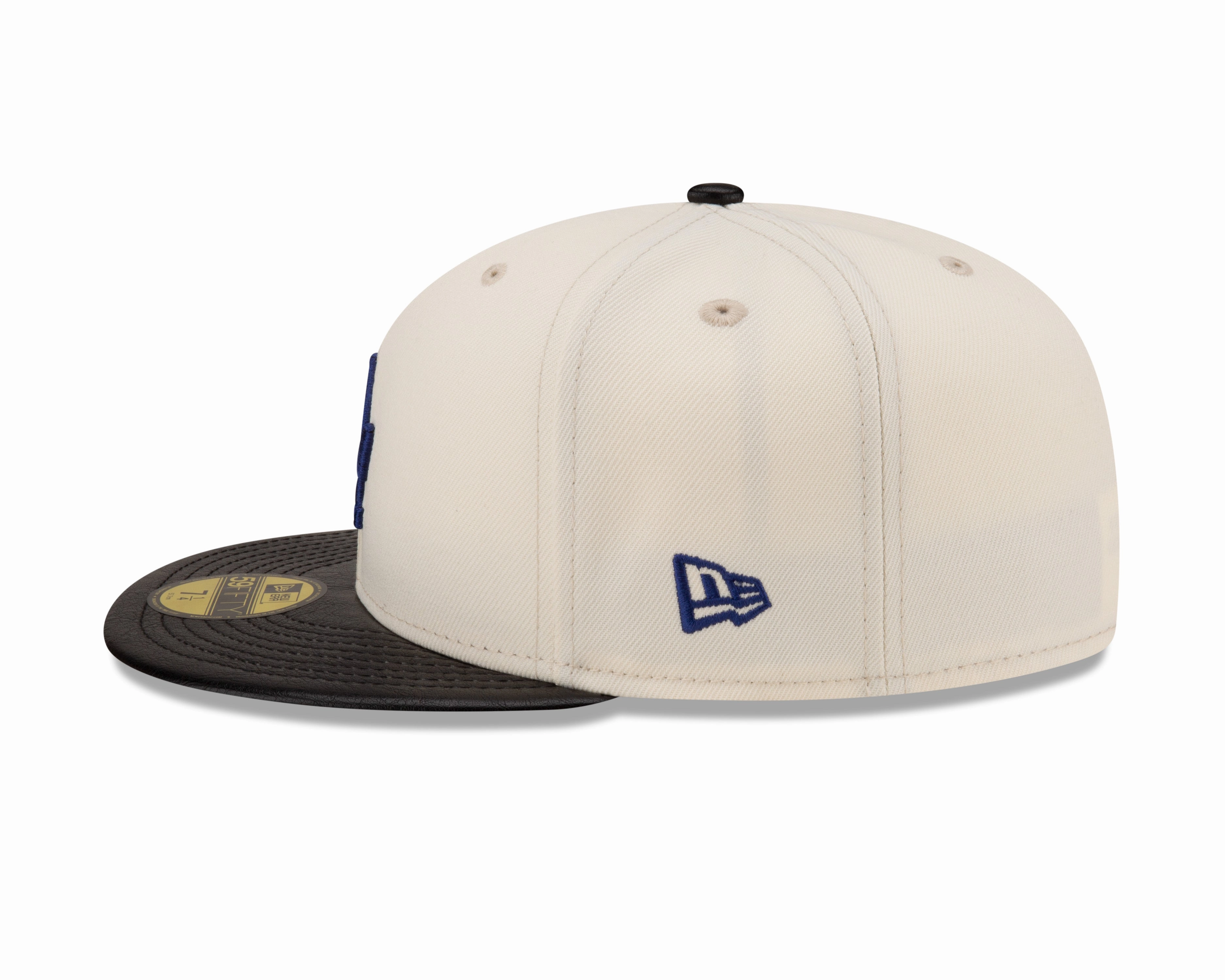 Los Angeles Dodgers Cream/Black Leather Visor New Era 59FIFTY Fitted Hat