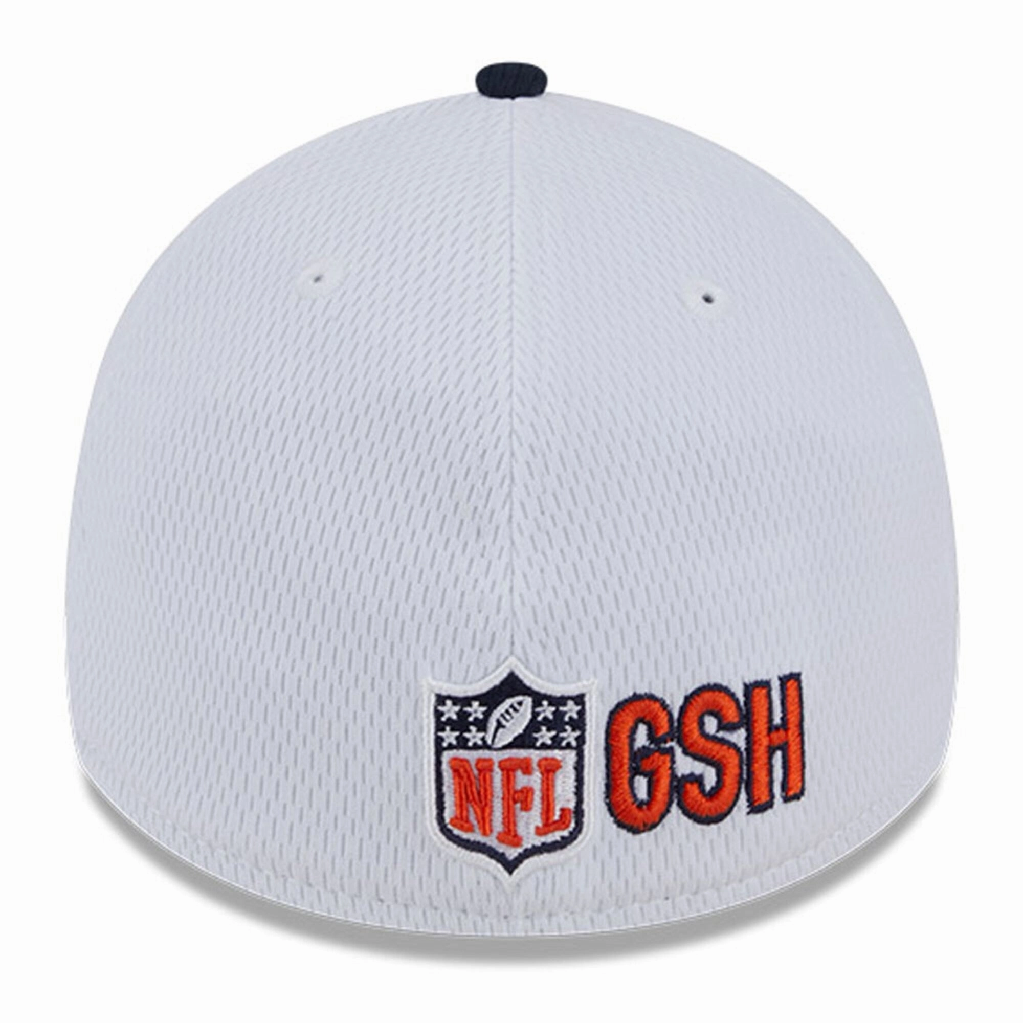 Men's Chicago Bears Historical Logo New Era White/Navy 2023 Sideline 39THIRTY Flex Hat