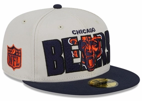 Men's Chicago Bears New Era Stone/Navy 2023 NFL Draft On Stage 59FIFTY Fitted Hat
