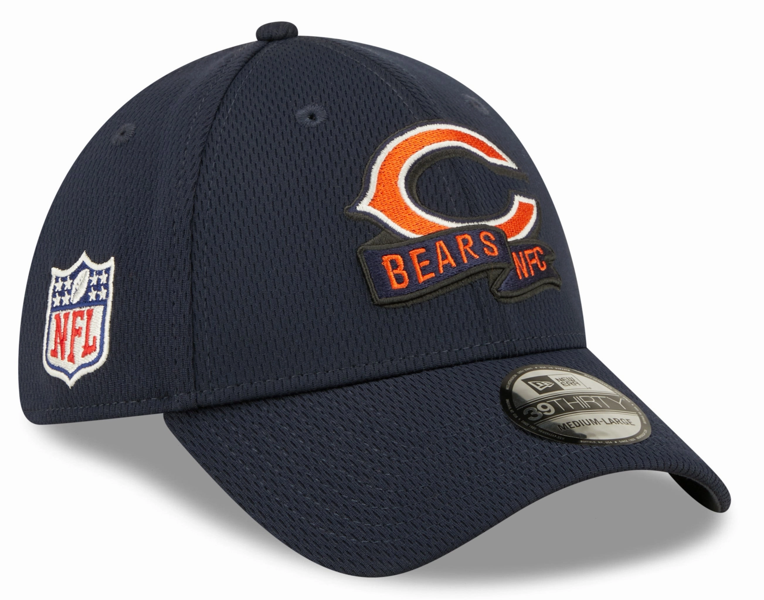 Men's Chicago Bears Primary Logo New Era Navy 2022 Sideline Coaches 39THIRTY Flex Hat