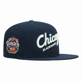 New Era 59Fifty Chicago Blackhawks Winter Classic Patch Script Hat - Navy