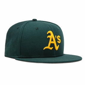 New Era 59Fifty Retro On-Field Oakland Athletics 1995 Road Hat - Dark Green, Gold