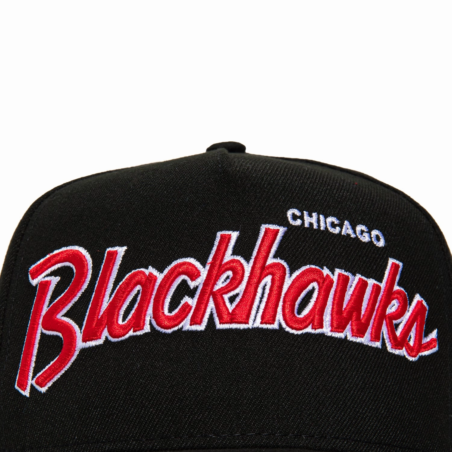 New Era 9Fifty A-Frame Chicago Blackhawks Logo Patch Snapback Script Hat - Black