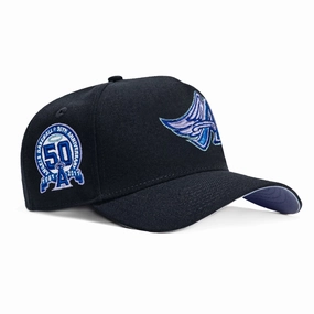 New Era 9Forty A-Frame Los Angeles Angels 50th Anniversary Patch Snapback Hat - Navy