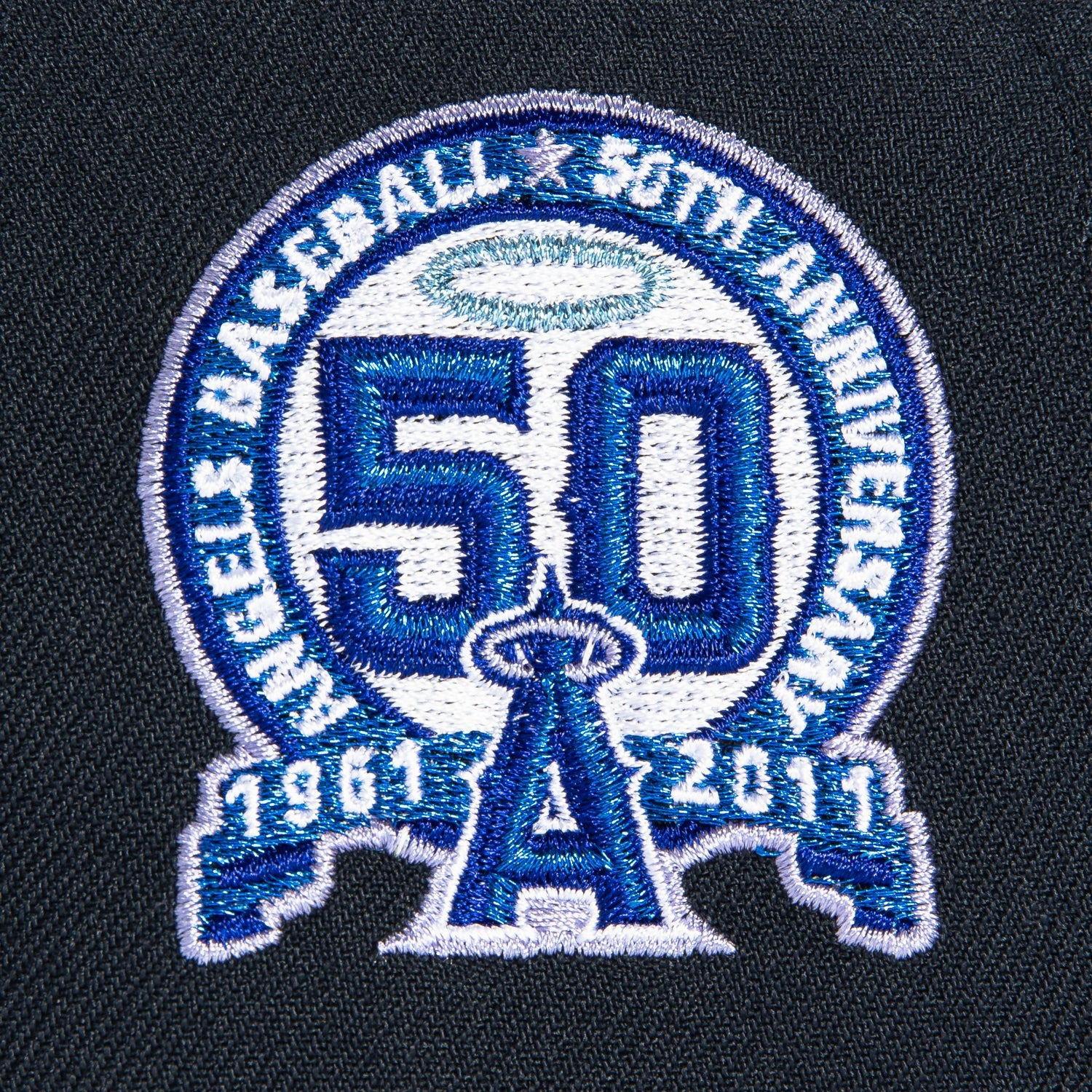 New Era 9Forty A-Frame Los Angeles Angels 50th Anniversary Patch Snapback Hat - Navy