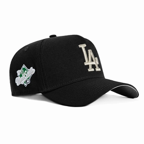 New Era 9Forty A-Frame Los Angeles Dodgers 1988 World Series Patch Snapback Hat - Black. Metallic Silver