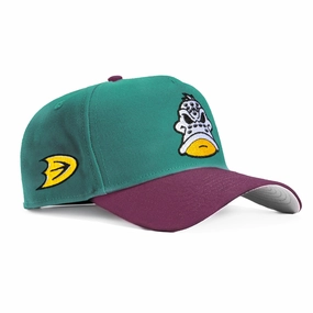 New Era 9Forty A-Frame Mascot Anaheim Ducks Logo Patch Wild Wing Snapback Hat - Teal, Maroon