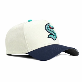 New Era 9Forty A-Frame White Dome Seattle Kraken Snapback Hat - White, Navy