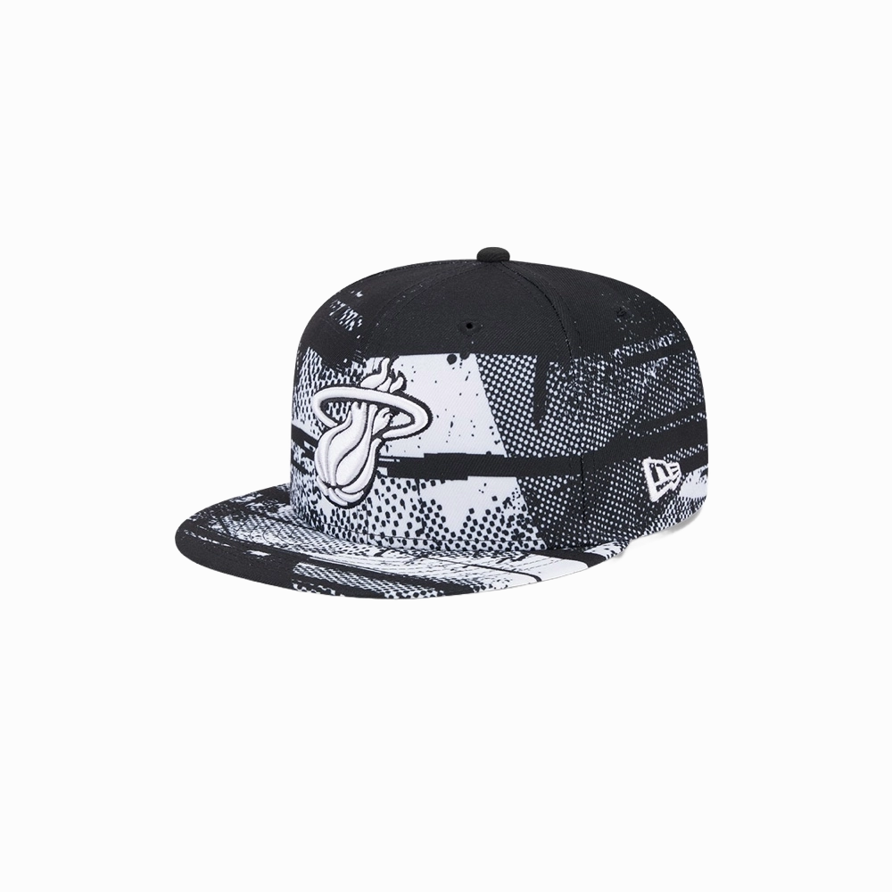 New Era Miami HEAT 2024 Tipoff Black and White Snapback