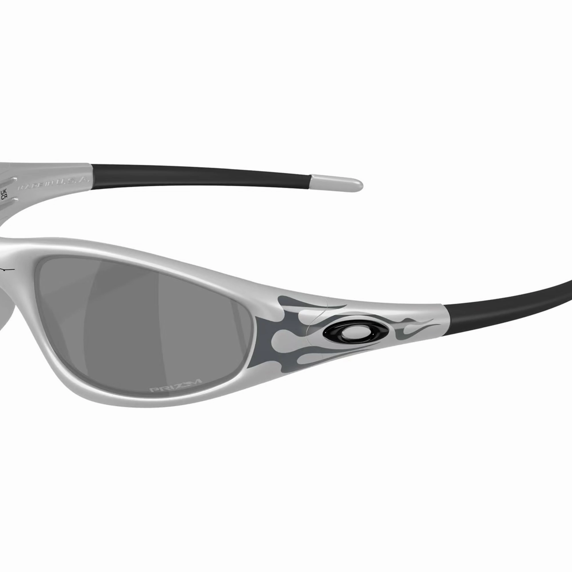 Oakley MUZM Straight Jacket 99 Silver Grey Flames w Prizm Black