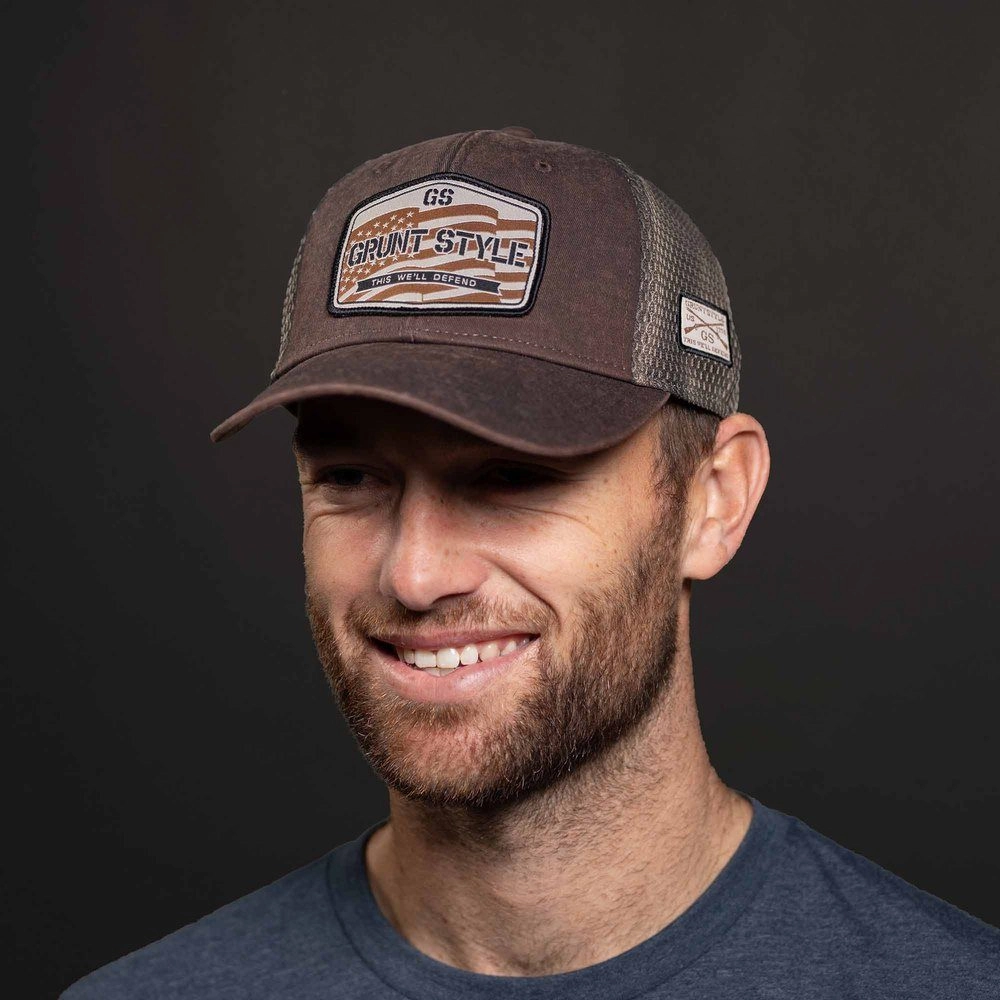 Old Glory Patch Mesh Hat - Brown Wash