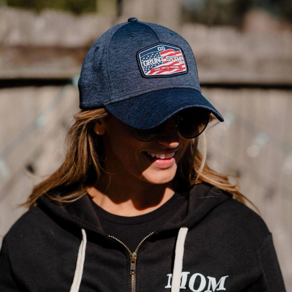Old Glory Patch Stretch Fit Hat - Navy Heather